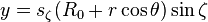  y  = s_\zeta (R_0 + r \cos \theta) \sin\zeta  \,