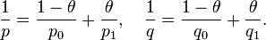 \frac{1}{p} = \frac{1-\theta}{p_0}+\frac{\theta}{p_1},\quad \frac{1}{q} = \frac{1-\theta}{q_0} + \frac{\theta}{q_1}.