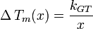 \Delta\,T_m(x)= \frac{k_{GT}}{x}