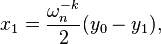 x_1 = \frac{\omega^{-k}_n}{2} (y_0 - y_1), \, 