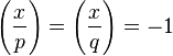 \left(\frac{x}{p}\right)=\left(\frac{x}{q}\right)=-1