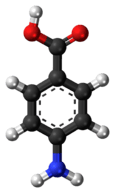 Ball-and-stick model of the PABA molecule