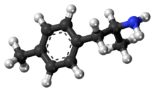 Ball-and-stick model of the 4-methylamphetamine molecule