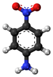 Ball-and-stick model of the p-nitroaniline molecule