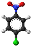 Ball-and-stick model of the 4-nitrochlorobenzene molecule