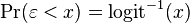 \Pr(\varepsilon < x) = \operatorname{logit}^{-1}(x)