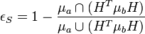 
\epsilon_S = 1 - \frac{\mu_a \cap (H^T \mu_b H)}{\mu_a \cup (H^T \mu_b H)}
