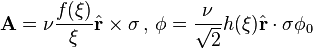  \bold{A} = \nu \frac{f(\xi)}{\xi}\hat{\bold{r}}\times\bold{\sigma} \, , \, 
\phi = \frac{\nu}{\sqrt{2}}h(\xi)\hat{\bold{r}}\cdot\bold{\sigma}\phi_0