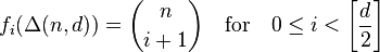  f_i(\Delta(n,d)) = \binom{n}{i+1} \quad \textrm{for} \quad
0 \leq i < \left[\frac{d}{2}\right] 