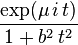 \frac{\exp(\mu\,i\,t)}{1+b^2\,t^2}\,\!