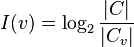 I(v)=\log_2\frac{|C|}{|C_v|}