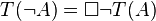  T(\neg A) = \Box \neg T(A) 