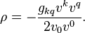 \rho =-\frac{g_{kq} v^{k} v^{q} }{2v_{0} v^{0}}.