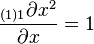 \frac{{}_{(1)1}\partial x^2}{\partial x}=1\,\!