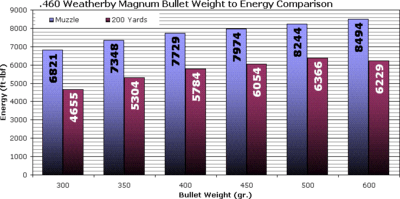 460 Weatherby Magnum bullet energy levels