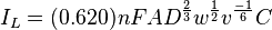 I_L = (0.620) n F A D^\frac{2}{3}  w^\frac{1}{2}v^\frac{-1}{6}C