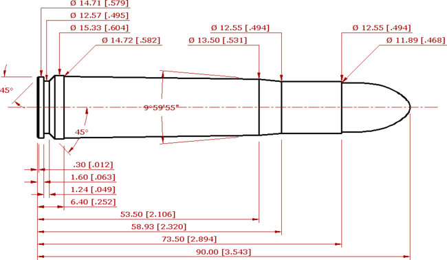 .465 Holland & Holland Magnum Cartridge Schematic