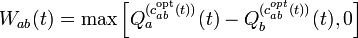  W_{ab}(t) = \max\left[Q_a^{(c_{ab}^\mathrm{opt}(t))}(t) - Q_b^{(c_{ab}^{opt}(t))}(t), 0\right] 