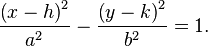 \frac{\left( x-h \right)^2}{a^2} - \frac{\left( y-k \right)^2}{b^2} = 1.