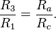 \frac{R_3}{R_1} = \frac{R_a}{R_c}.