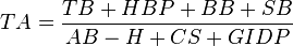 TA = \frac{TB+HBP+BB+SB}{AB-H+CS+GIDP}