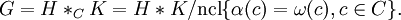  G=H\ast_C K=H\ast K/{\rm ncl}\{\alpha(c)=\omega(c), c\in C\}.