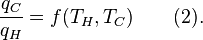 \frac{q_C}{q_H} = f(T_H,T_C)\qquad (2).