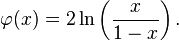 \varphi(x)=2\ln\left(\frac{x}{1-x}\right).