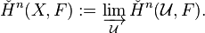 \check H^n (X, F) := \varinjlim_{\mathcal U} \check H^n(\mathcal U, F).