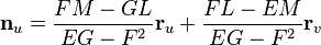 \bold{n}_u = \frac {FM-GL} {EG-F^2} \bold{r}_u + \frac {FL-EM} {EG-F^2} \bold{r}_v 