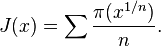 J(x) = \sum \frac{\pi(x^{1/n})}{n}.