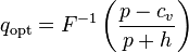 q_\text{opt} = F^{-1}\left( \frac{p-c_v}{p+h}\right)