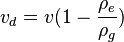  v_d  = v (1 - \frac {\rho_e}{\rho_g}) 