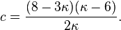 c = \frac{(8-3\kappa)(\kappa-6)}{2\kappa}.