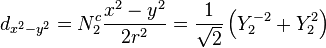 d_{x^2-y^2} = N_2^c \frac{x^2 - y^2}{2r^2} = \frac{1}{\sqrt{2}} \left(Y_2^{-2}+Y_2^2\right)