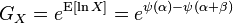 G_X =e^{\operatorname{E}[\ln X]}= e^{\psi(\alpha) - \psi(\alpha + \beta)}