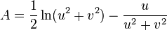 A={\frac {1}{2}}\ln(u^{2}+v^{2})-{\frac {u}{u^{2}+v^{2}}}