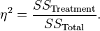  \eta ^2 = \frac{SS_\text{Treatment}}{SS_\text{Total}} .