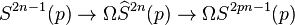  S^{2n-1}(p)\rightarrow \Omega \widehat S^{2n}(p)\rightarrow \Omega S^{2pn-1}(p)