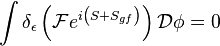 \int \delta_\epsilon \left( \mathcal{F} e^{i\left(S+S_{gf}\right)}\right) \mathcal{D}\phi = 0