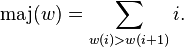 
\operatorname{maj}(w) = \sum_{w(i)>w(i+1)} i.
