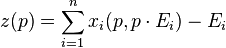 z(p) = \sum_{i=1}^n {x_i(p, p\cdot E_i) - E_i}