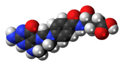 Space-filling model of the 5,10-methenyltetrahydrofolate cation