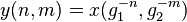 y(n,m)=x(g_1^{-n},g_2^{-m})