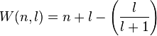 W(n,l) = n + l - \left( \frac{l}{l + 1} \right)