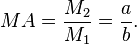 MA = \frac{M_{2}}{M_{1}}  = \frac{a}{b}.\!