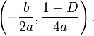 \left(-\frac{b}{2a},\frac{1-D}{4a}\right).