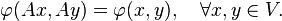 \varphi(Ax, Ay) = \varphi(x, y), \quad \forall x,y \in V.