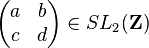 \begin{pmatrix} a & b \\ c & d \end{pmatrix} \in SL_2(\mathbf{Z})