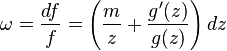 \omega = \frac{df}{f} =\left(\frac{m}{z} + \frac{g'(z)}{g(z)}\right)dz